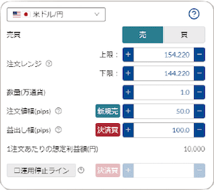 松井証券の自動売買発注画面。投資家が自分で決めた設定の通りに動く。