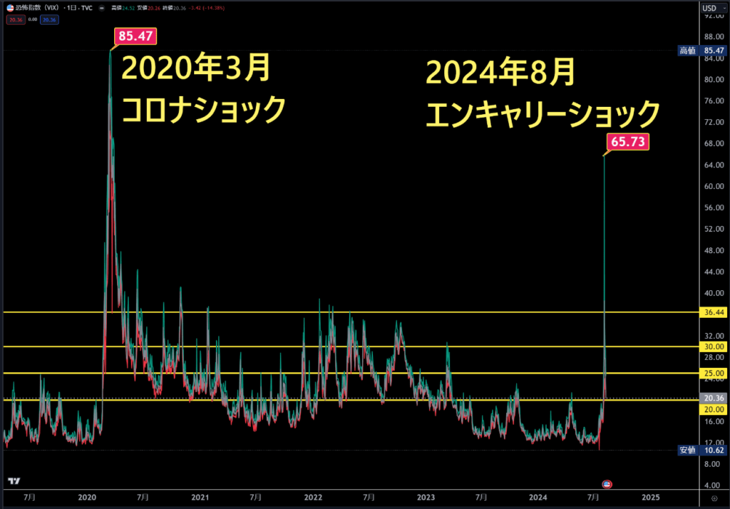 恐怖指数VIX日足チャート