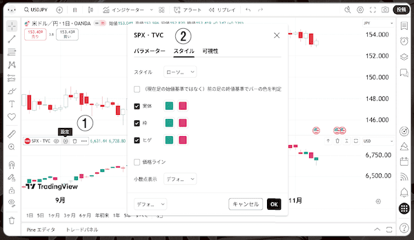 TradingView設定画面