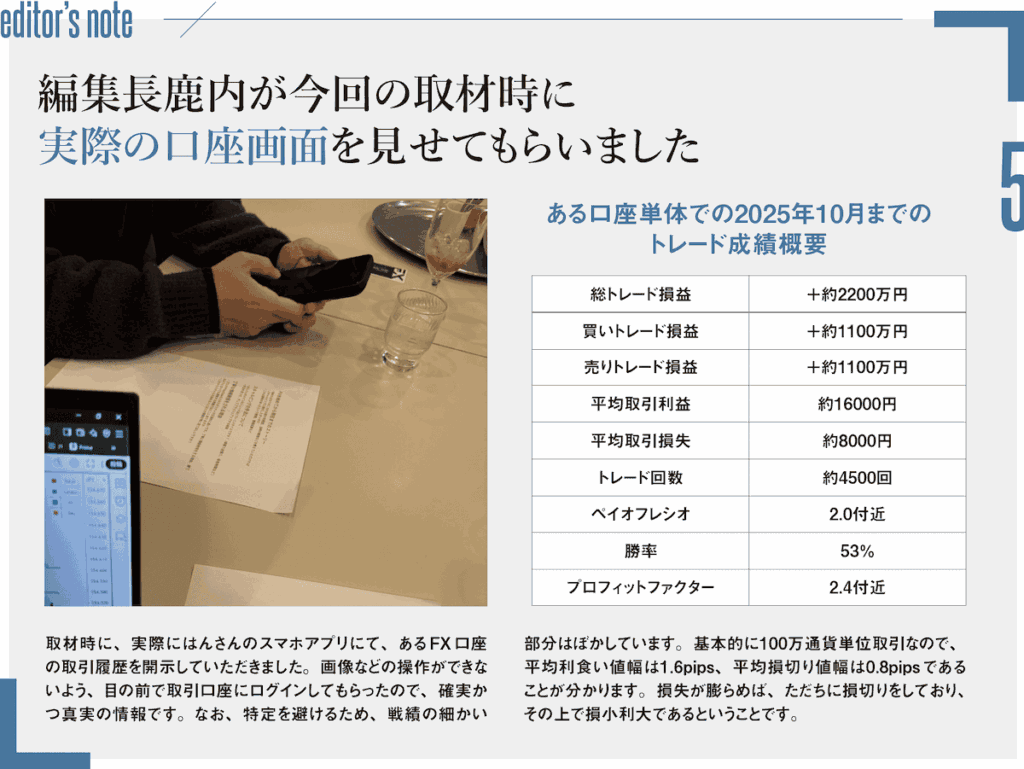 ［editor’s note］編集長鹿内が今回の取材時に実際の口座画面を見せてもらいました
